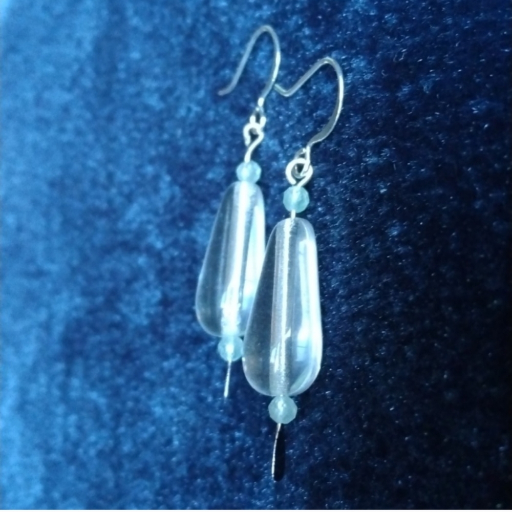 Hand Crafted Czech Glass And Apatite Earrings